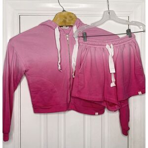 Roller Rabbit Women's Full Zip Sweatshirt And Short Set Ombre‎ Pink XS- READ